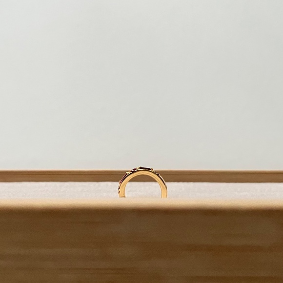 E011 | Pink Sapphire CZ Huggie Hoops - Picture 4 of 5